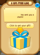 The message associated with the charm gift