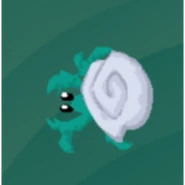 A turquoise hermit crab with a white shell