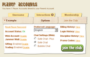 The old account settings layout