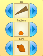 Some of the available tail, pattern, and ear options.