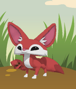 The red-crystal Basic Healing Staff on a Fennec Fox.