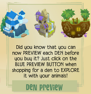 The announcement of the den preview feature