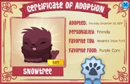 Pet Magenta Seal Adoption Certificate with Closed Eyes