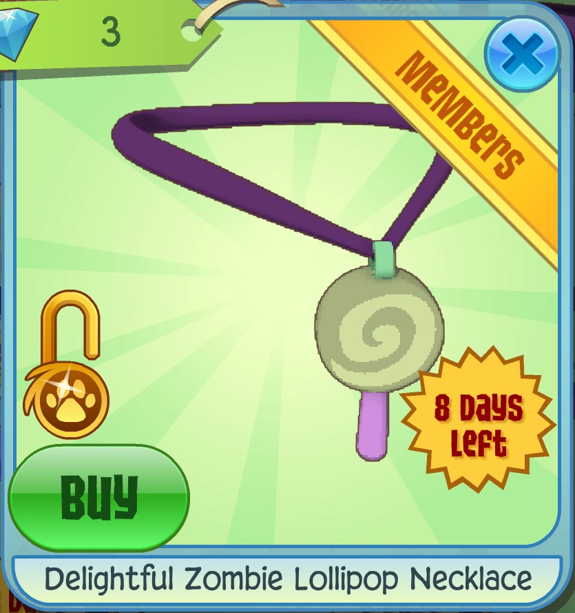 Delightful Zombie Lollipop Necklace Animal Jam Classic Wiki Fandom