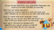 The initial answers to questions about Diamonds in the Jamaa Journal