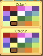 The colors available for the body and head.