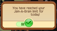 The message when sending too many Jam-A-Grams to another Jammer