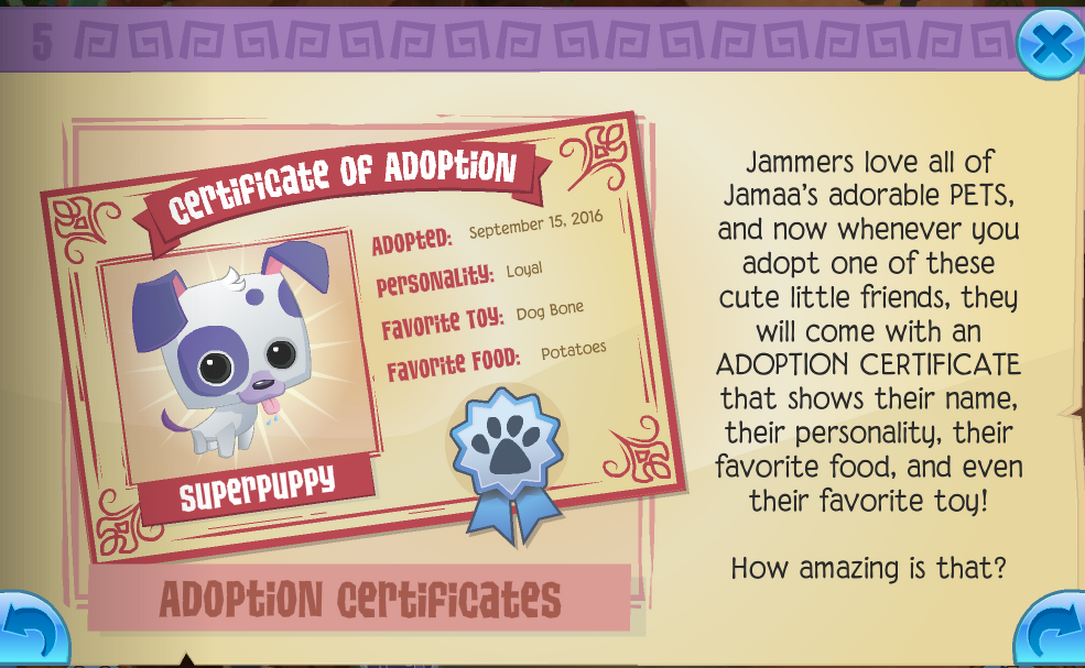 Adoption Certificate, Animal Jam Classic Wiki
