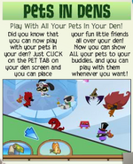 The announcement for adding pets to dens.