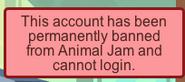 The old pop-up for an account that has been permanently banned.