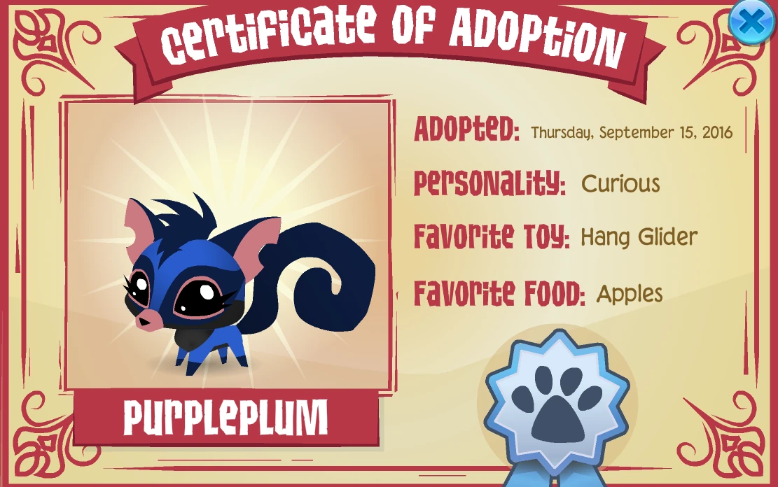 Adoption Certificate | Animal Jam Classic Wiki | Fandom