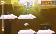 Gameplay of Sky High (Reach into the highest point to get the treasure chest).