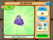 The menu where a user can set the price of an item.