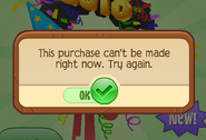 A glitch when trying to purchase an item from a party that has ended.