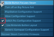 Steam controller support switch