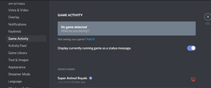 Discord game activity settings