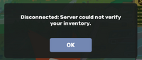 Error could not verify inventory