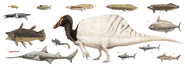 Cretaceous African aquatic fauna size comparison