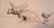 Art sketch of Torosaurus resting