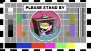 80s-style test card with Brain parodying Max Headroom