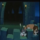 Rita y Runt apoyados sobre las almendas del castillo