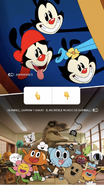 Instagram story promo poll from the official HBO Max LA Instagram page, showing Animaniacs under Cartoon Network branding.