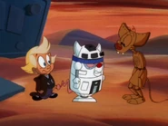 The robot mice and Mindy.