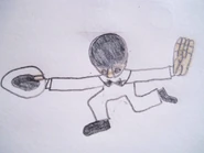 Background Singer removing his hat while bowing