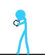 Blue taking a bite of said apple.