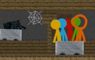 The Stick Gang in a minecart.