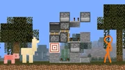 Yellow in his llama form with the Redstone he build he made.