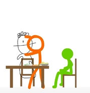 The Second Coming petting his drawing.