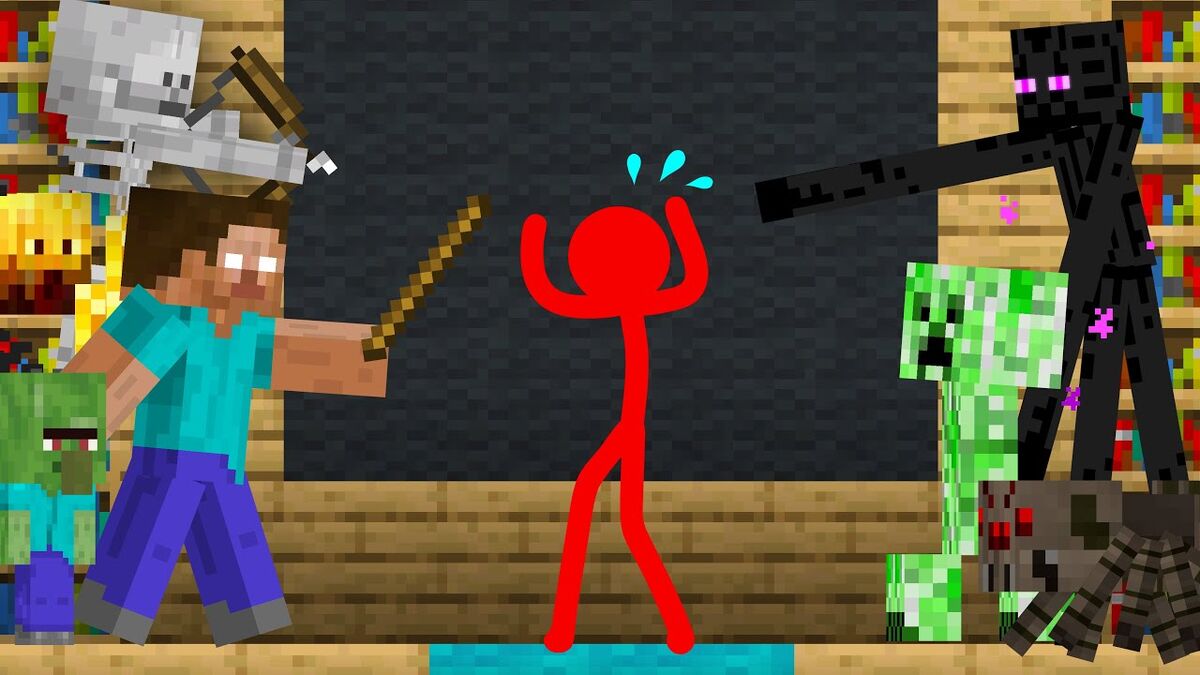 Red Stickman VS Monster School