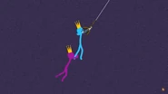 Blue shooting the Ender Dragon with his bow.