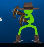 Green shooting his crossbows.