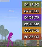 Purple laughing upon seeing his third-place score.