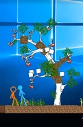 Blue and The Second Coming watching Blue's Minecraft-Animate hybrid tree grow.