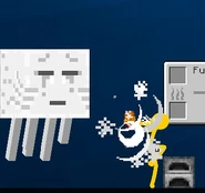 Yellow cowering from his Ghast's fireball.