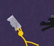 Yellow about to slam the Ender Dragon with his Minecart.