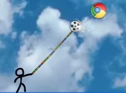The Chosen One using Windows Movie Maker as a flail to hit Google Chrome.