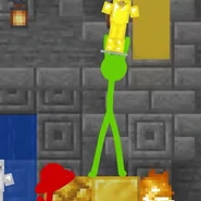 Green holding a golden trophy.