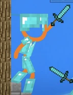 Ditto, but with a background and raising a diamond sword.