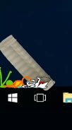 The Stick Gang smushed together in the corner of the screen with their couch, plus the dog urinating.