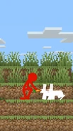Red feeding the bunnies some carrots.