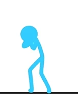 Blue devouring the apple.