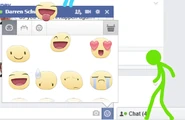 Green seeing the Facebook emojis.
