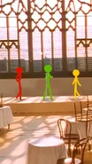 The Stoplights (Red, Yellow, and Green) dancing.