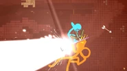 Blue shooting arrows in King's face.