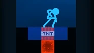Blue forgetting his shield for a TNT jump.