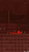 Red flopping onto the ground.